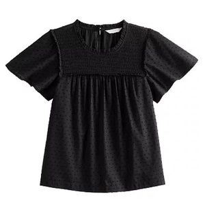 LC Lauren Conrad Smock Yoke Flutter Sleeve Blouse